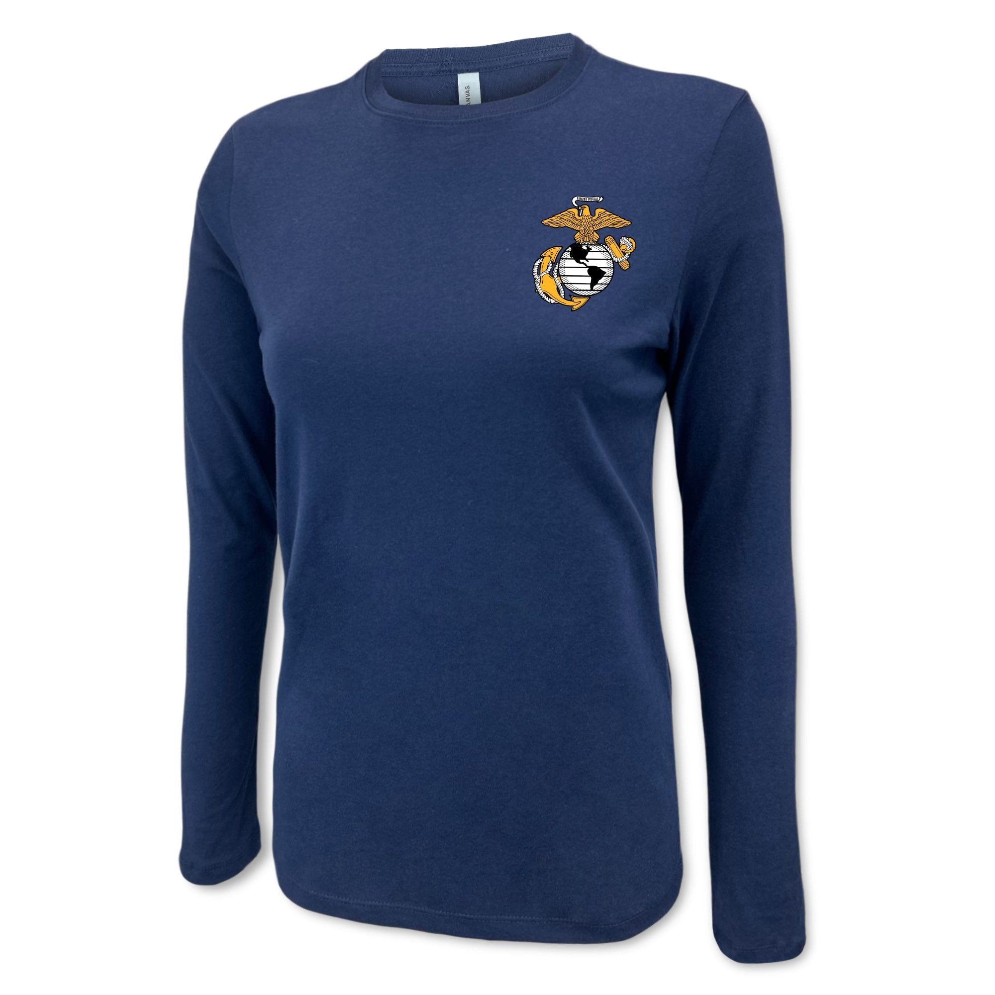 Pick Your Design Marines Ladies Long Sleeve T-Shirt (Navy)
