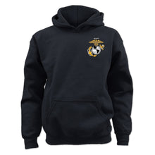 Load image into Gallery viewer, Pick Your Design Marines Youth Hooded Sweatshirt (Black)