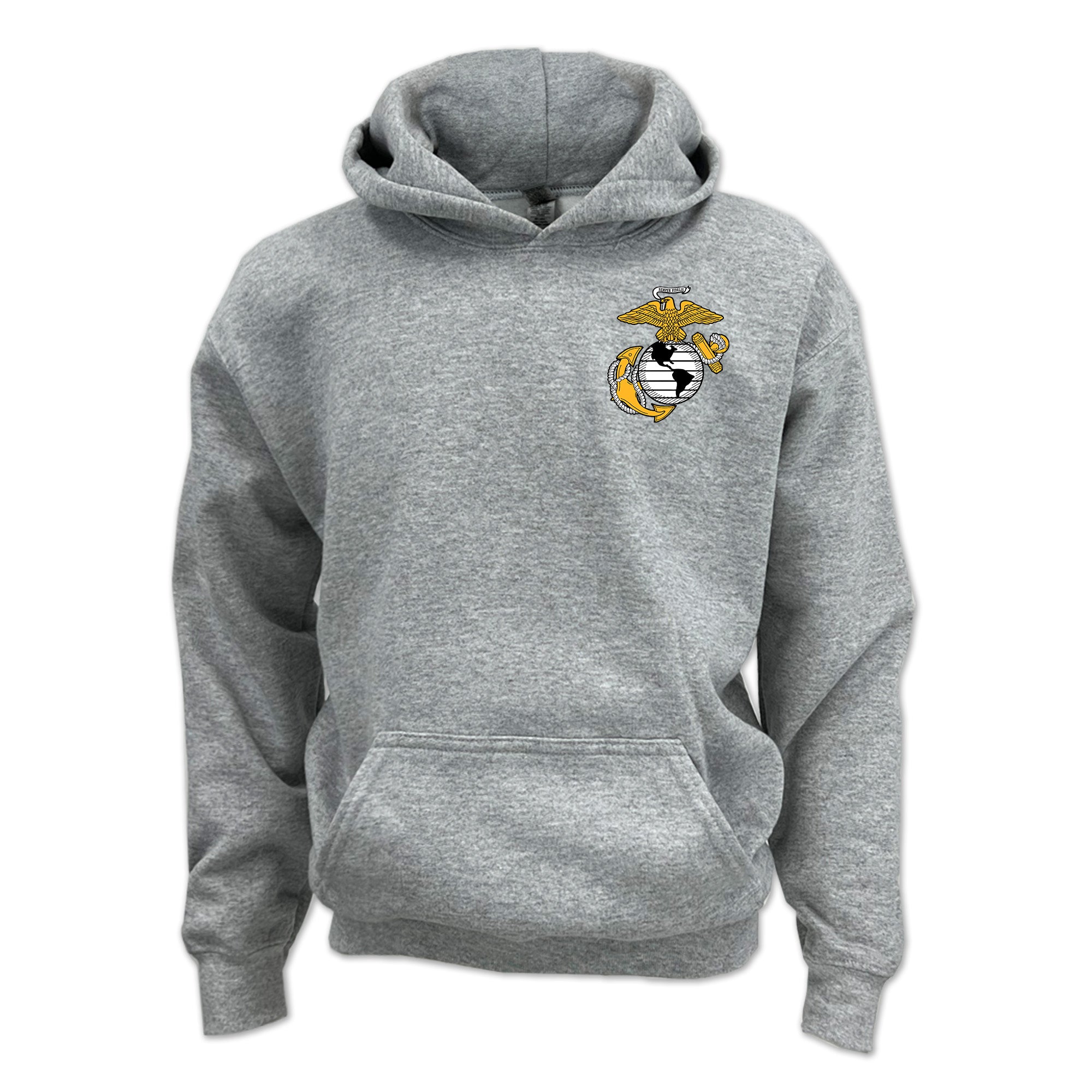 Pick Your Design Marines Youth Hooded Sweatshirt (Grey)