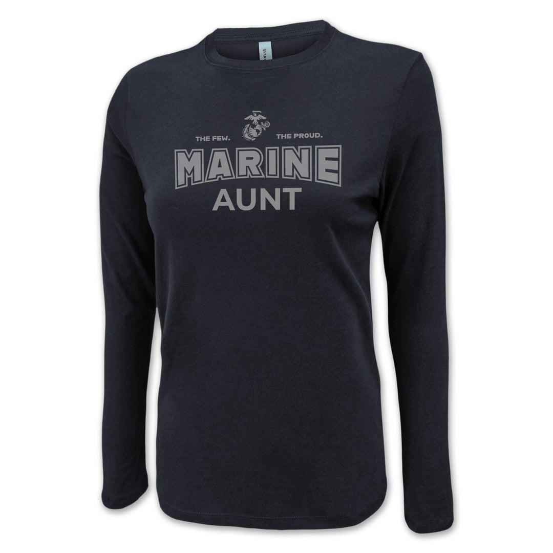 Marines Aunt Women's Long Sleeve T-Shirt (Black)