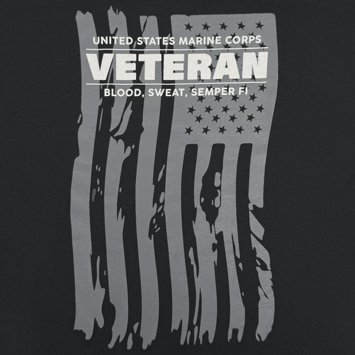 Marines Veteran Flag Long Sleeve T-Shirt (Black)