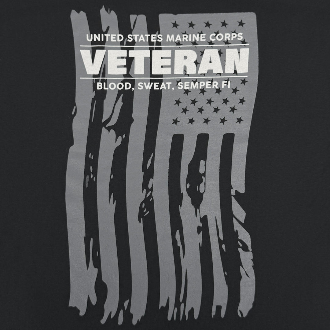 Marines Veteran Flag T-Shirt (Black)