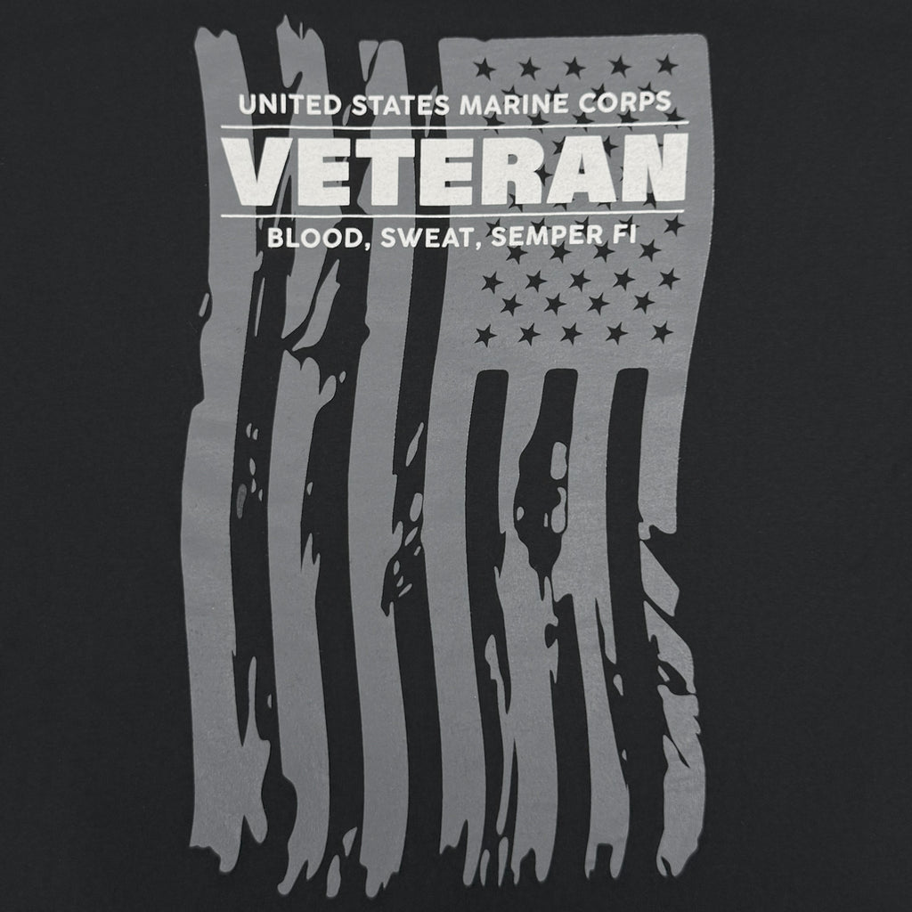 Marines Veteran Flag T-Shirt (Black)