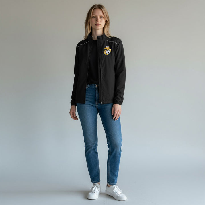 Marines EGA Ladies Pack-N-Go Full Zip Jacket (Black)
