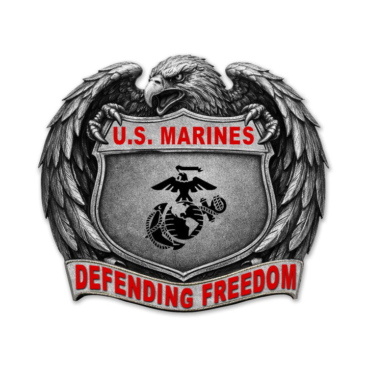 Marines Eagle Embrace Defending Freedom Pin