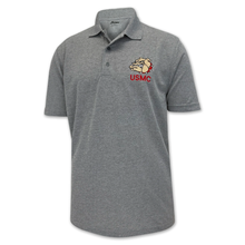 Load image into Gallery viewer, USMC Bulldog Embroidered Performance Polo (Grey)