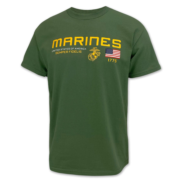 Marines Flag Icon Semper Fidelis T-Shirt (OD Green)