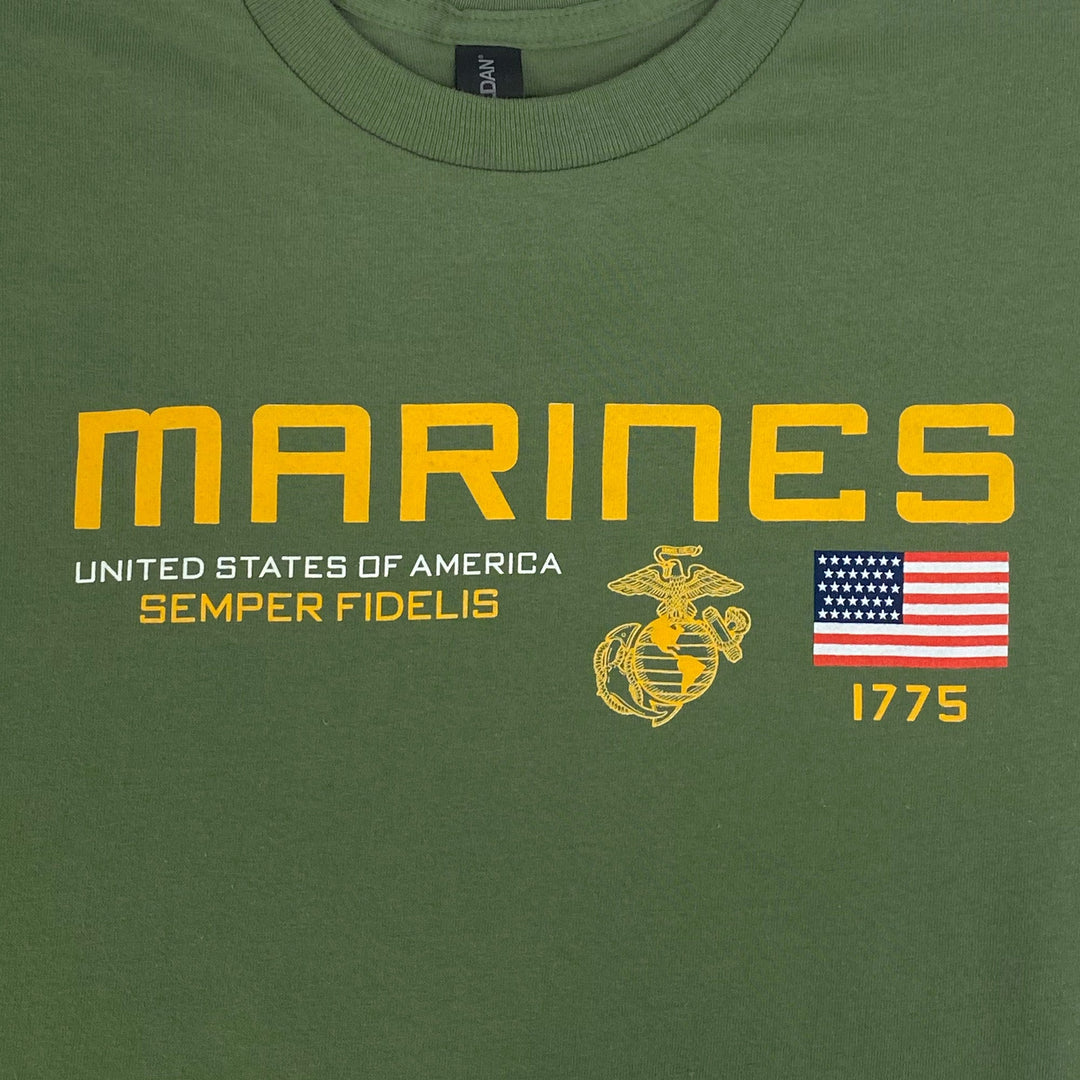 Marines Flag Icon Semper Fidelis T-Shirt (OD Green)