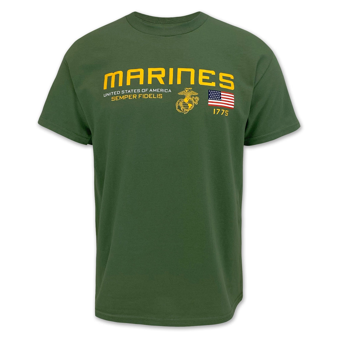 Marines Flag Icon Semper Fidelis T-Shirt (OD Green)