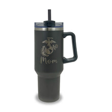 Load image into Gallery viewer, Marines Mom 40oz Stainless Steel Travel Mug (Gray)