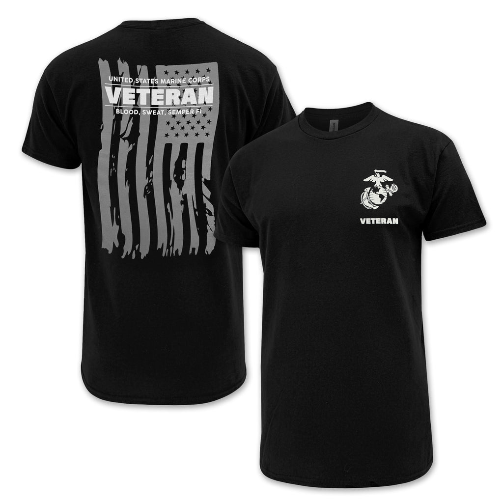 Marines Veteran Flag T-Shirt (Black)