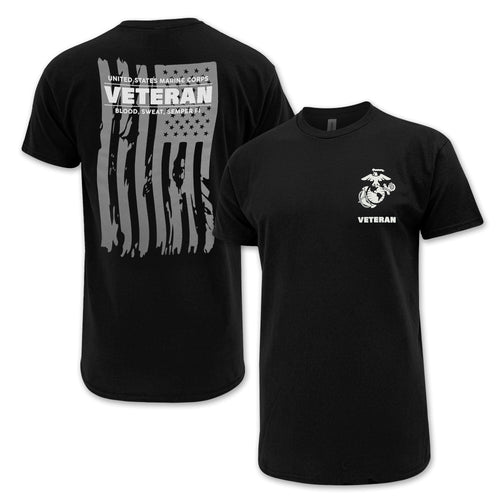 Marines Veteran Flag T-Shirt (Black)