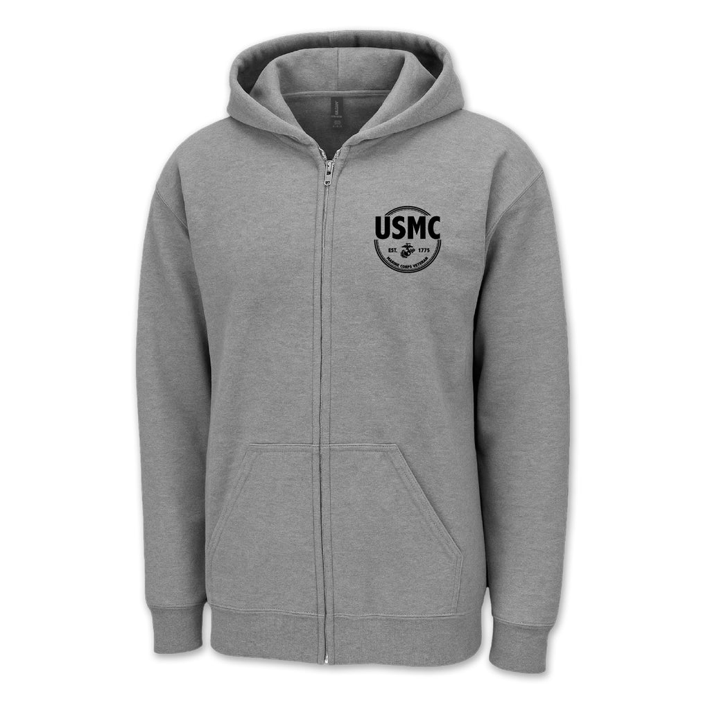 Pick Your Design Marines Full Zip Hooded Sweatshirt (Grey)