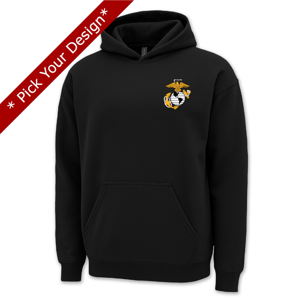 Pick Your Design Marines Hooded Sweatshirt (Black)