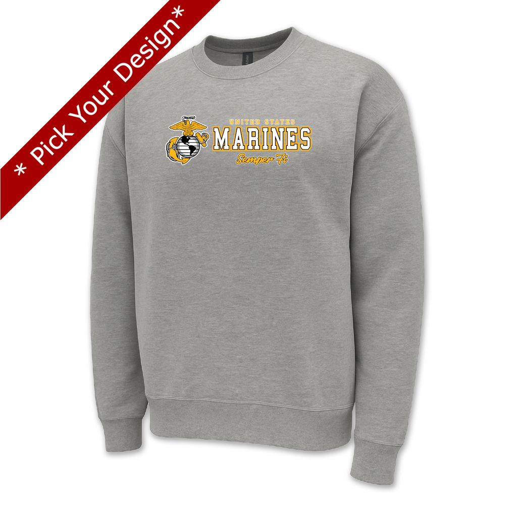 Pick Your Design Marines Crewneck Sweatshirt (Grey)