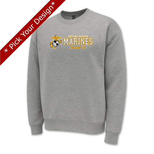 Pick Your Design Marines Crewneck Sweatshirt (Grey)