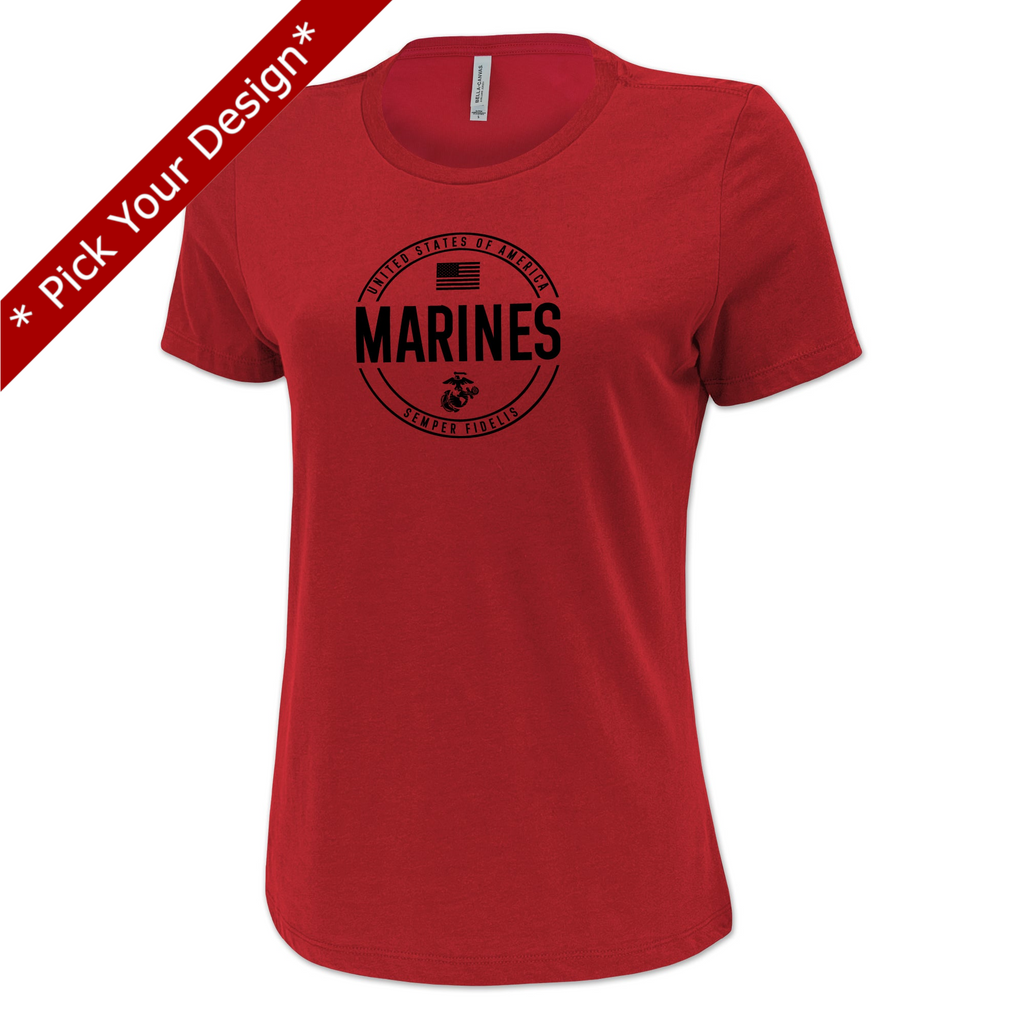 Pick Your Design Marines Ladies T-Shirt (Red)