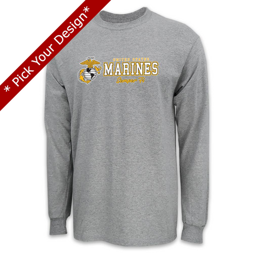 Pick Your Design Marines Long Sleeve T-Shirt (Grey)