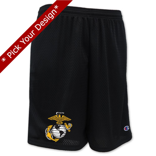 Pick Your Design Marines Mesh Shorts (Black)