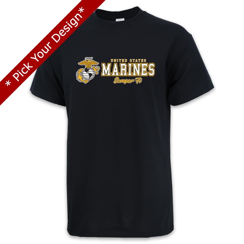 Pick Your Design Marines T-Shirt (Black)