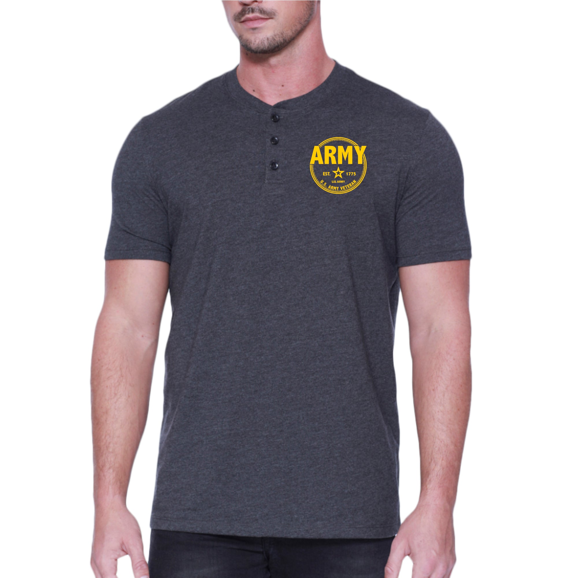 Army Veteran Mens Henley T-Shirt