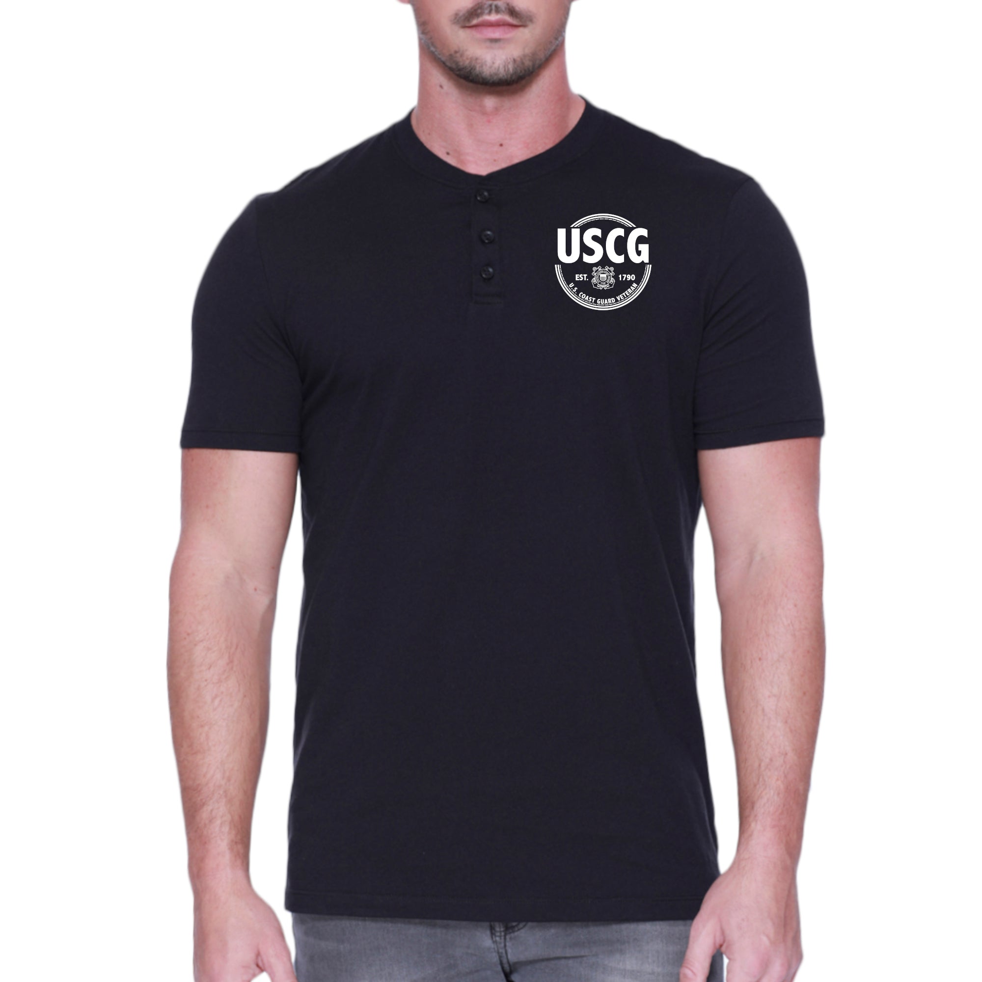 Coast Guard Veteran Mens Henley T-Shirt
