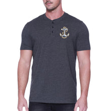 Load image into Gallery viewer, Navy Anchor Mens Henley T-Shirt