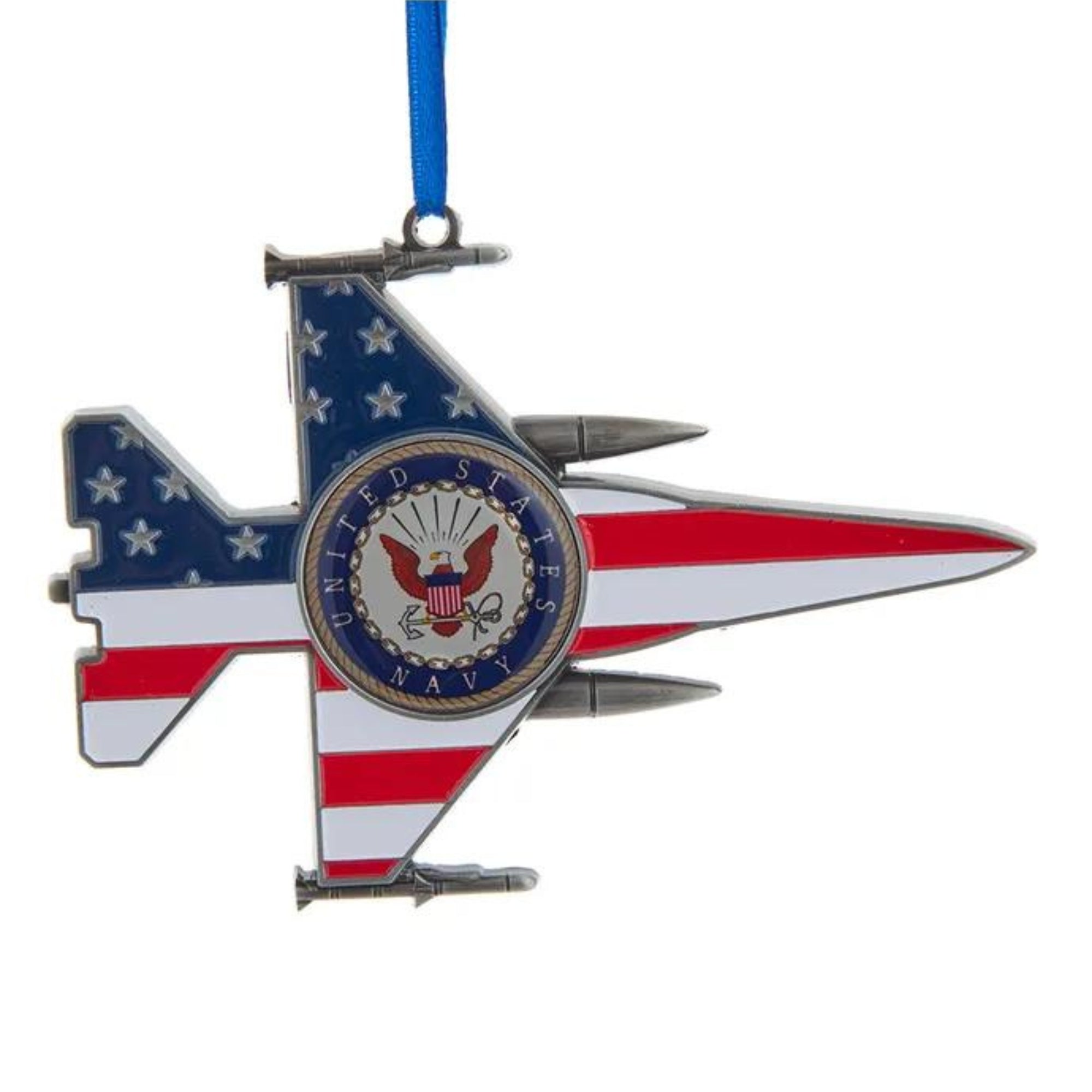 Navy Metal Jet Ornament