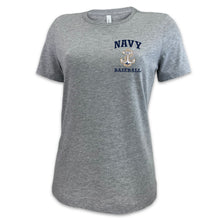 Load image into Gallery viewer, Navy Anchor Baseball Ladies T-Shirt