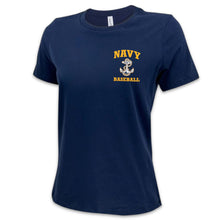 Load image into Gallery viewer, Navy Anchor Baseball Ladies T-Shirt