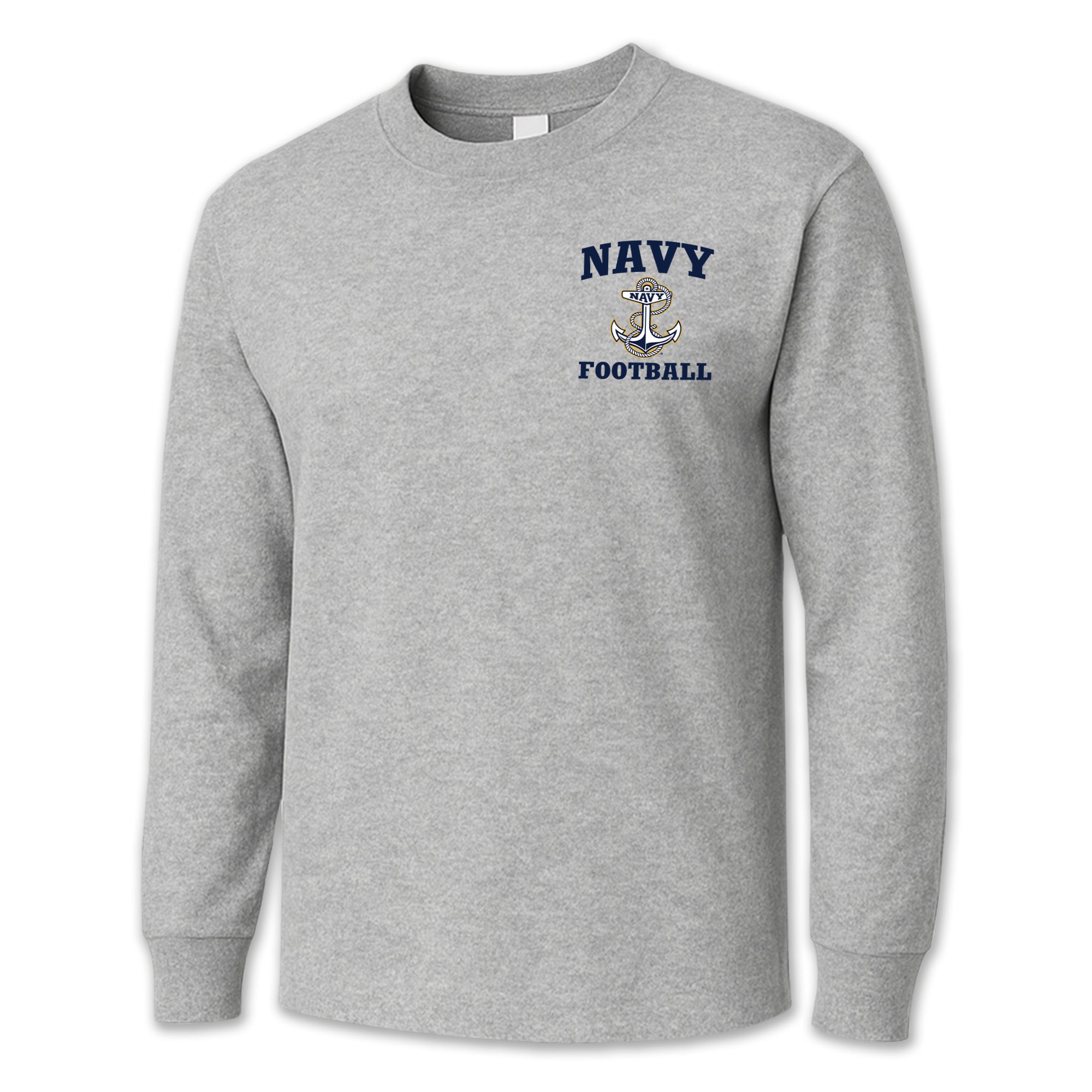 Navy Anchor Football Long Sleeve T-Shirt