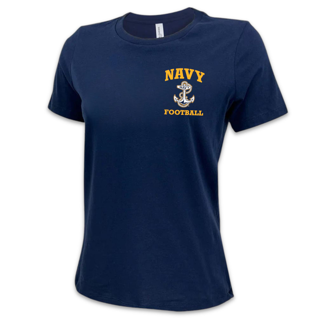 Navy Anchor Football Ladies T-Shirt