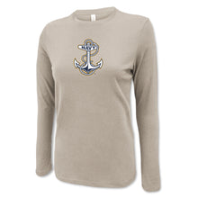 Load image into Gallery viewer, Navy Anchor Ladies Center Chest Long Sleeve