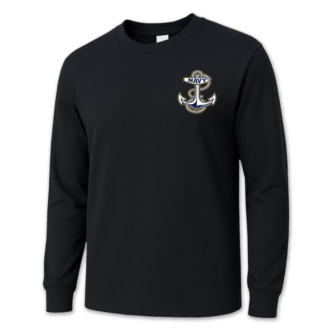Navy Anchor Logo Long Sleeve T-Shirt