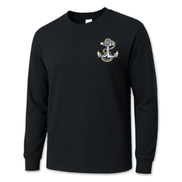 Navy Anchor Logo Long Sleeve T-Shirt