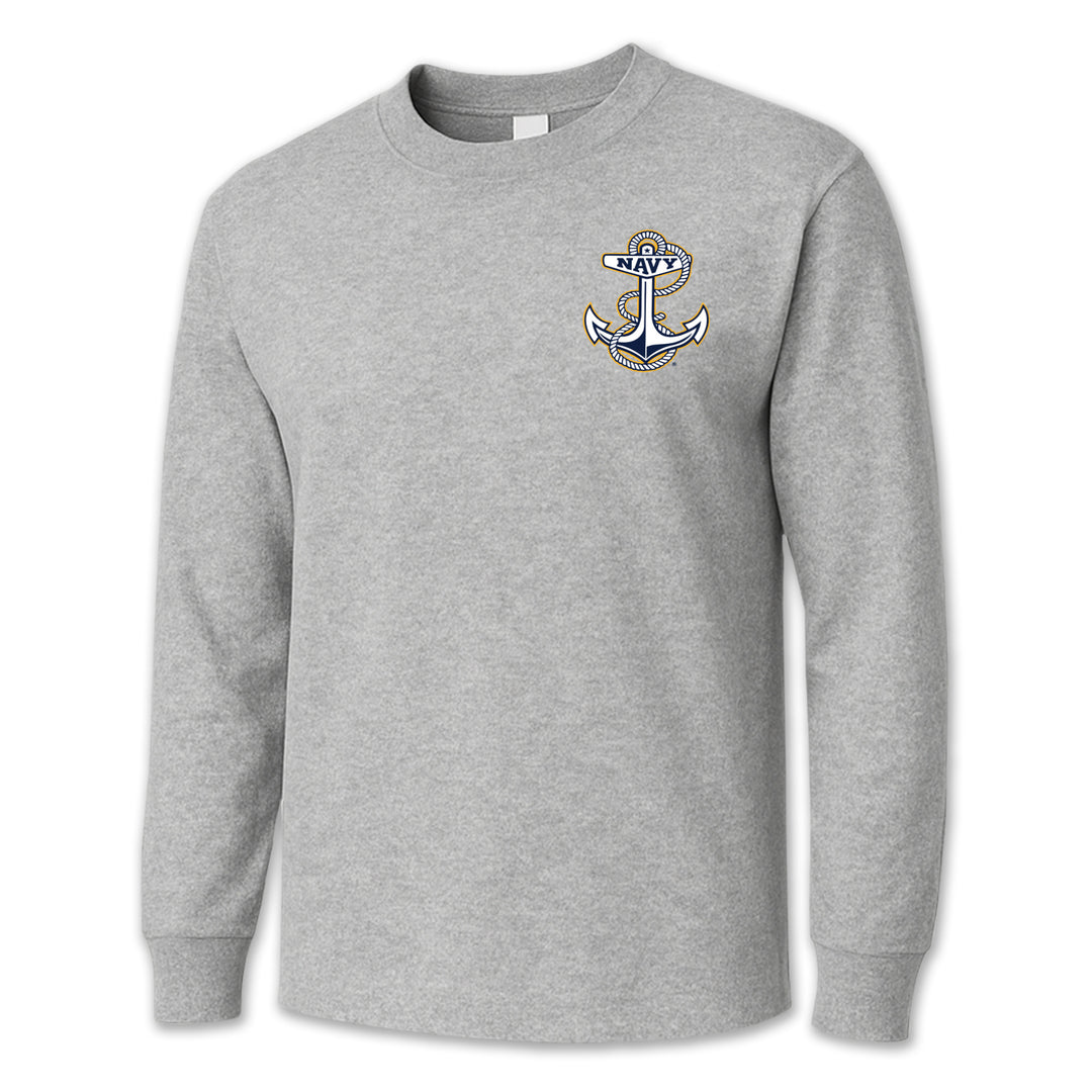 Navy Anchor Logo Long Sleeve T-Shirt