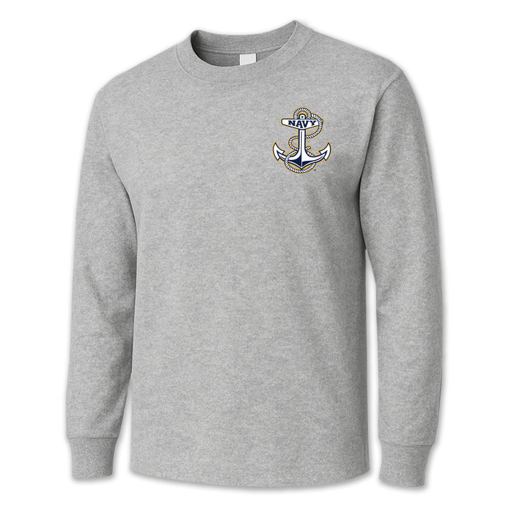 Navy Anchor Logo Long Sleeve T-Shirt