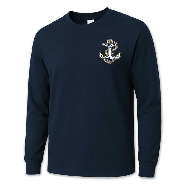 Navy Anchor Logo Long Sleeve T-Shirt