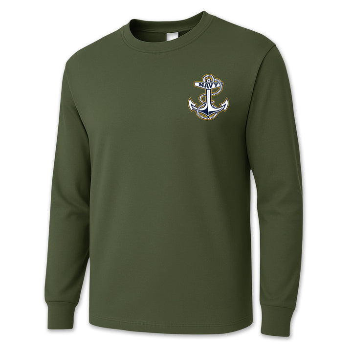 Navy Anchor Logo Long Sleeve T-Shirt