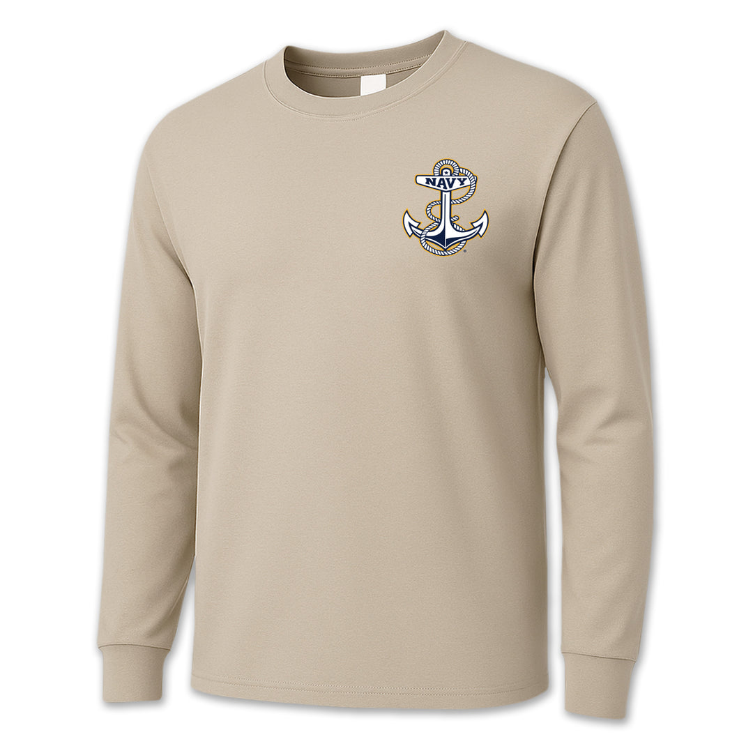 Navy Anchor Logo Long Sleeve T-Shirt