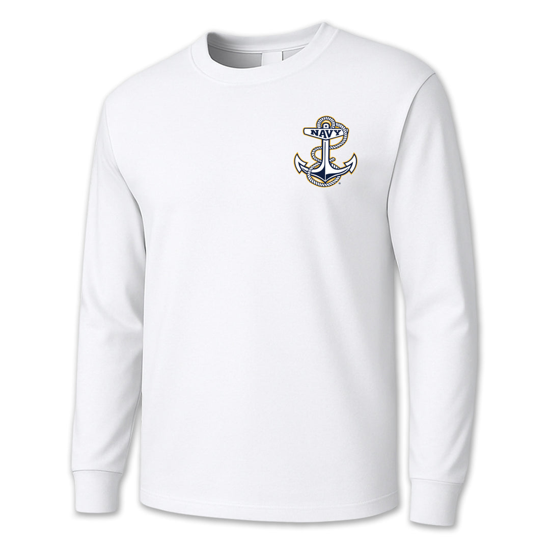 Navy Anchor Logo Long Sleeve T-Shirt