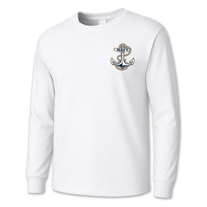 Navy Anchor Logo Long Sleeve T-Shirt