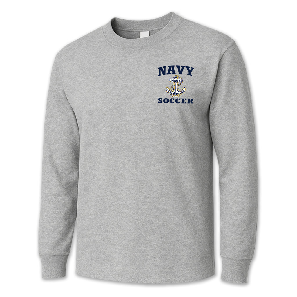 Navy Anchor Soccer Long Sleeve T-Shirt