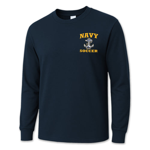 Navy Anchor Soccer Long Sleeve T-Shirt