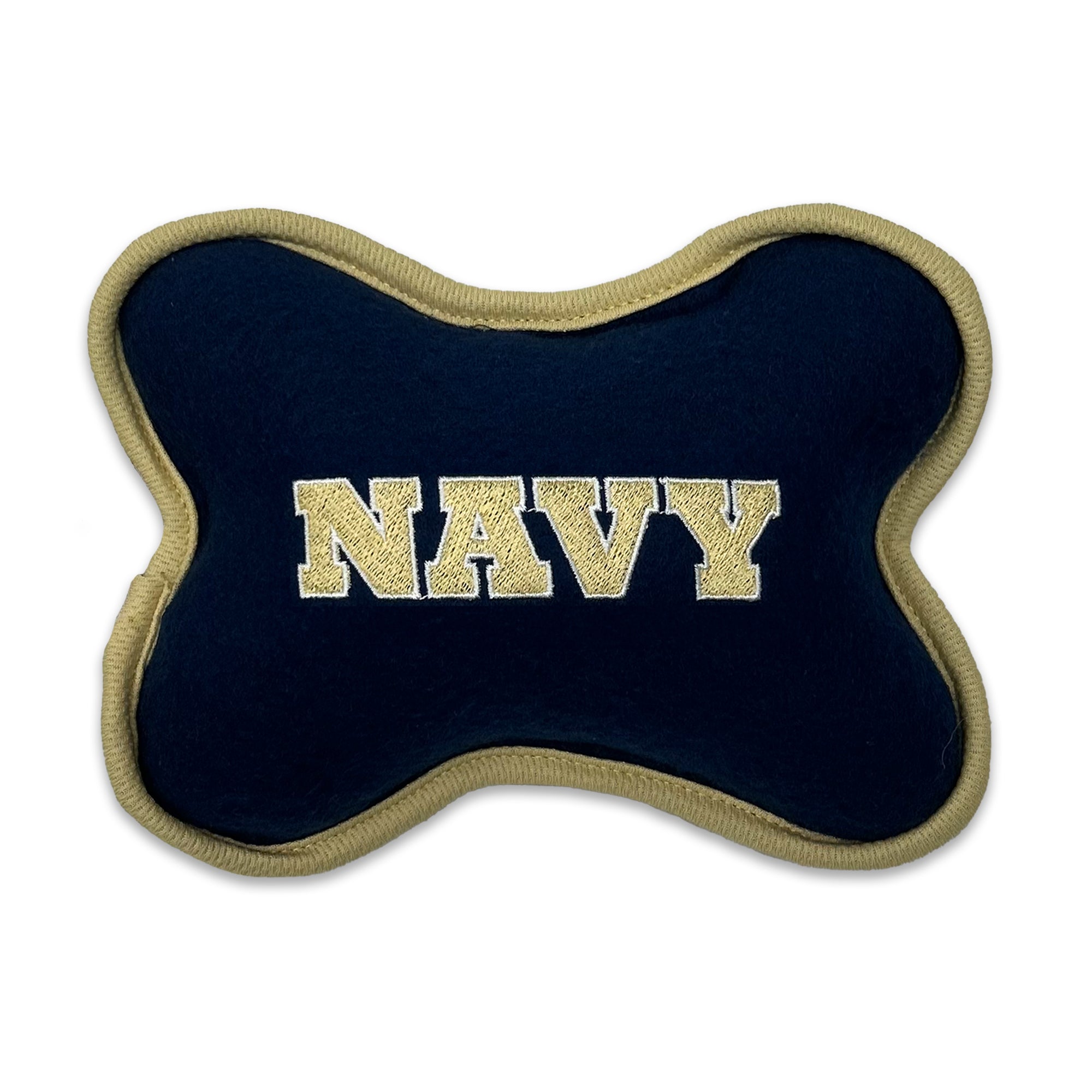 Navy Embroidered Bone Shaped Squeak Toy (Small - 8")