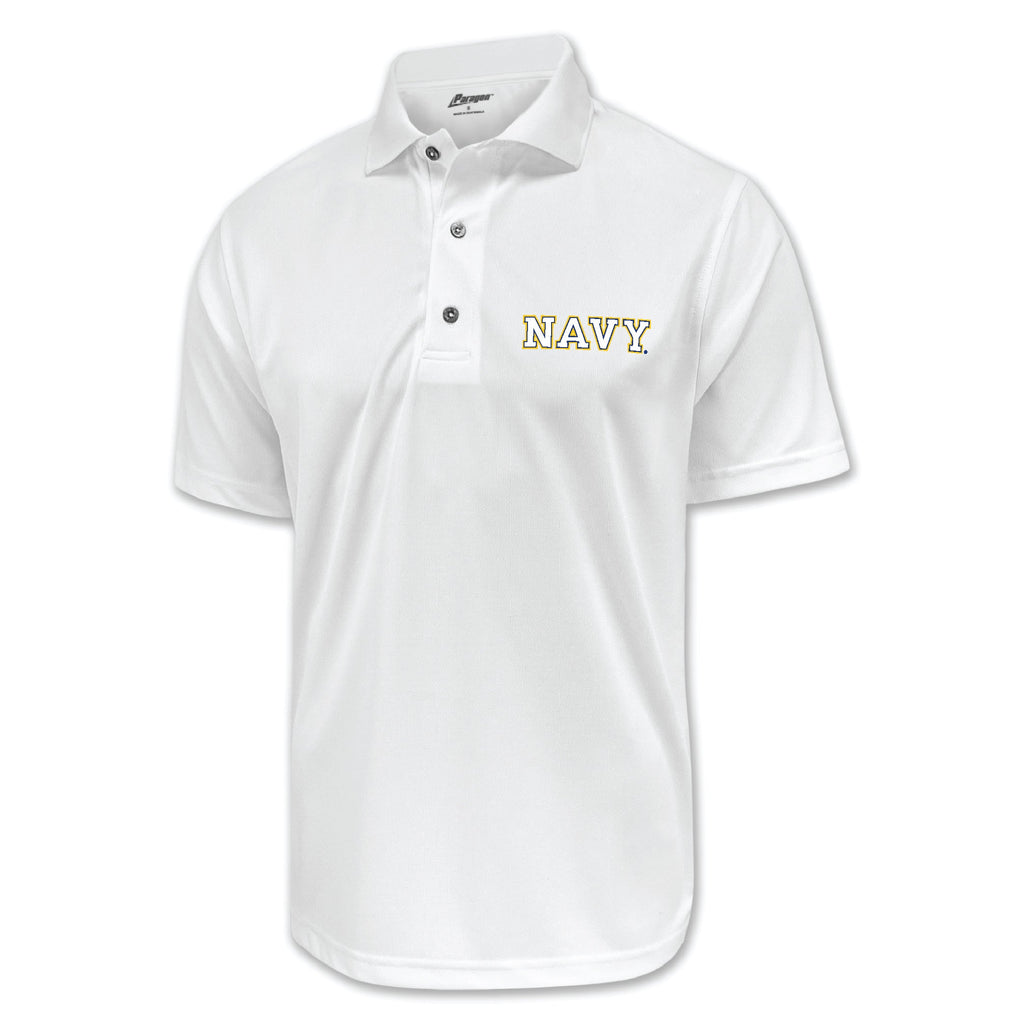 Pick Your Design Navy Performance Polo (White)