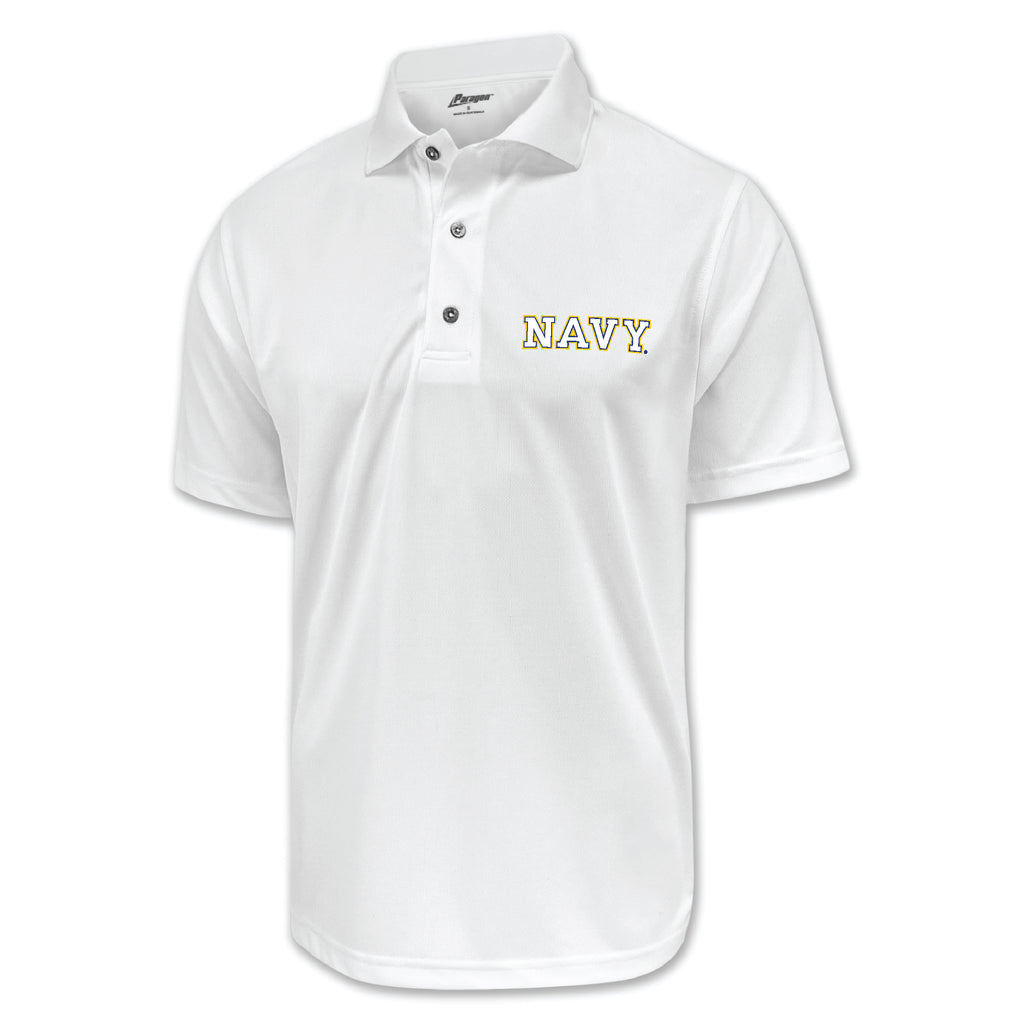 Pick Your Design Navy Performance Polo (White)