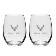 Load image into Gallery viewer, Air Force Wings Set of Two 15oz Stemless Wine Glasses*