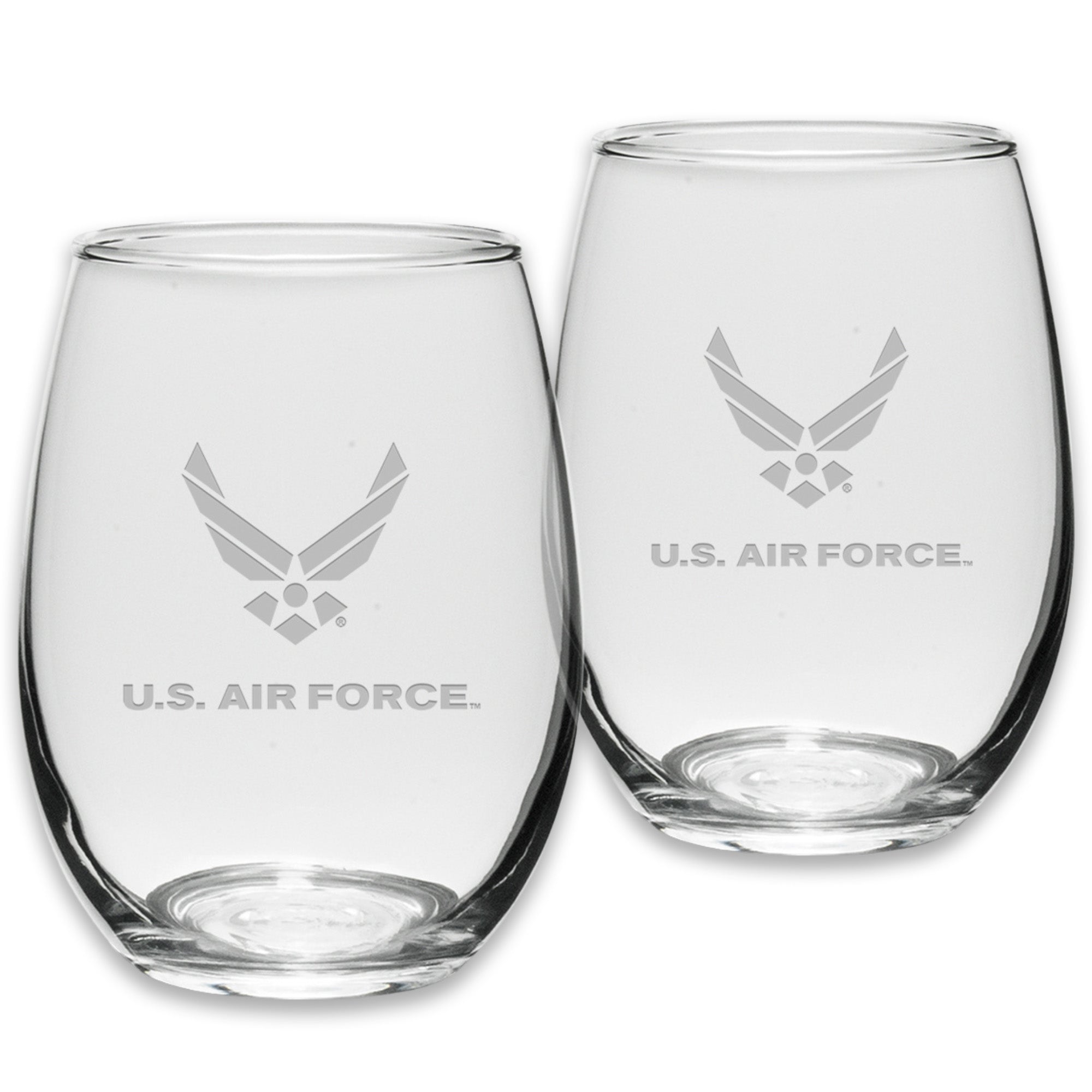 Air Force Wings Set of Two 21oz Stemless Wine Glasses (Clear)*