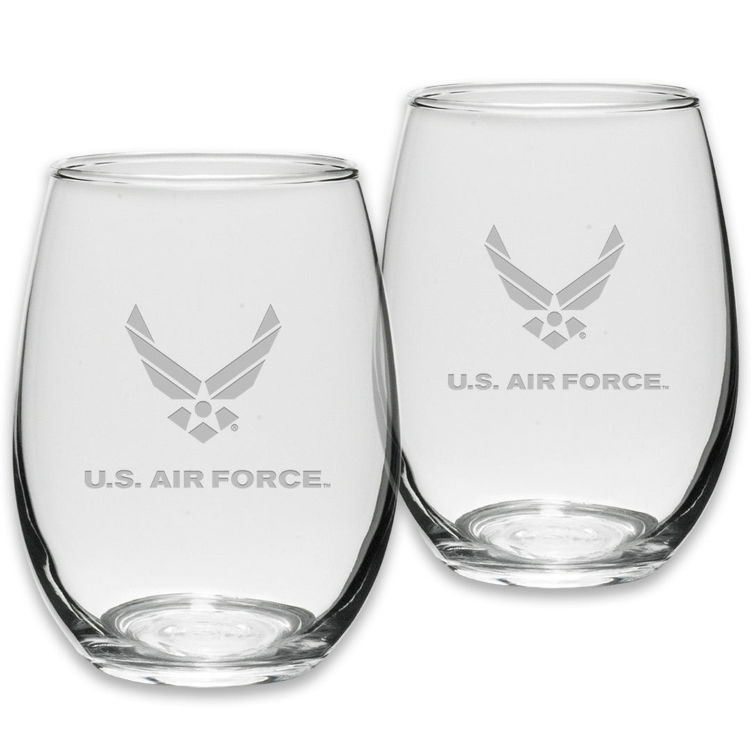 Air Force Wings Set of Two 21oz Stemless Wine Glasses (Clear)*